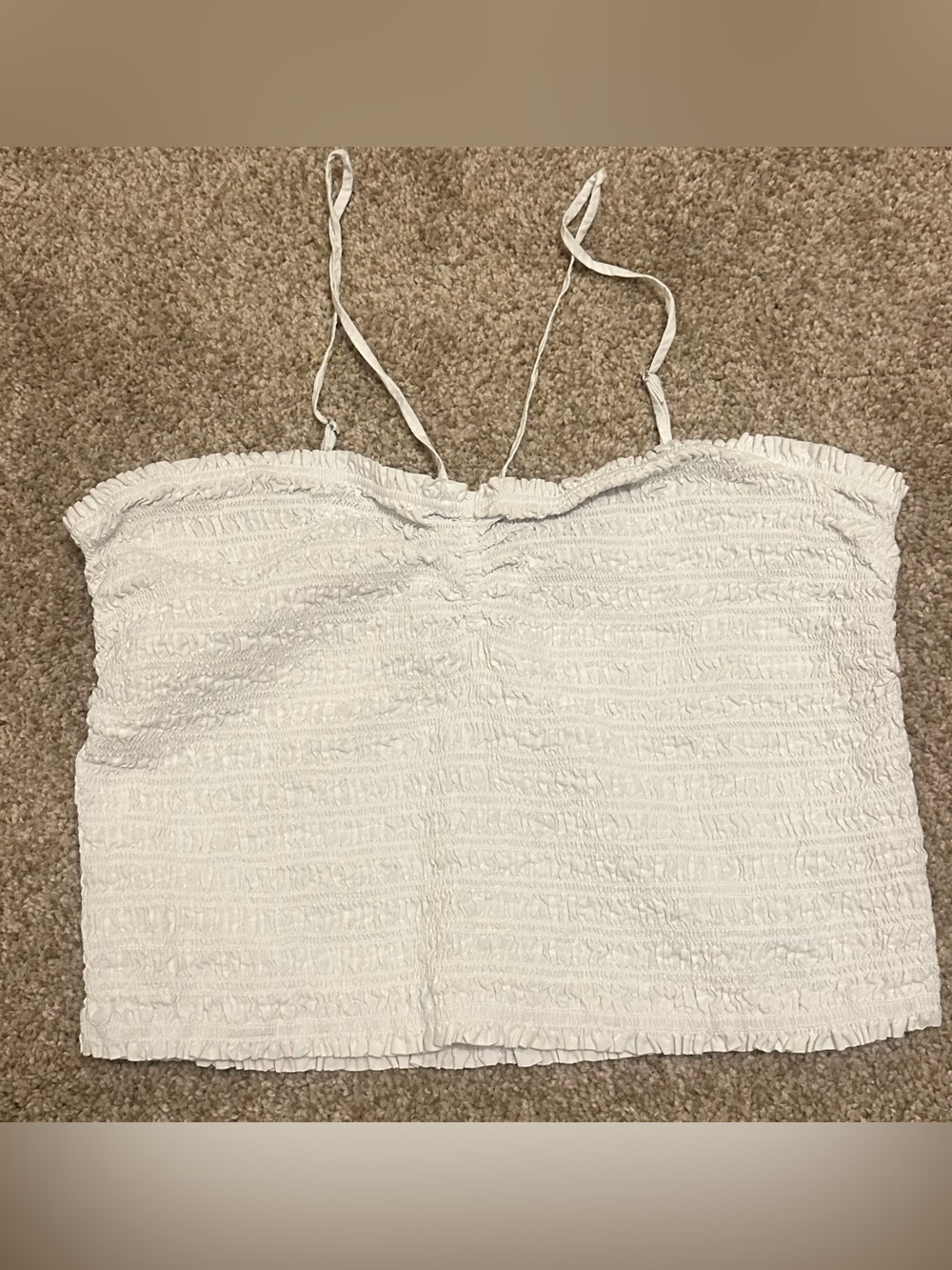 Madewell White Smocked Spaghetti Strap Camisole